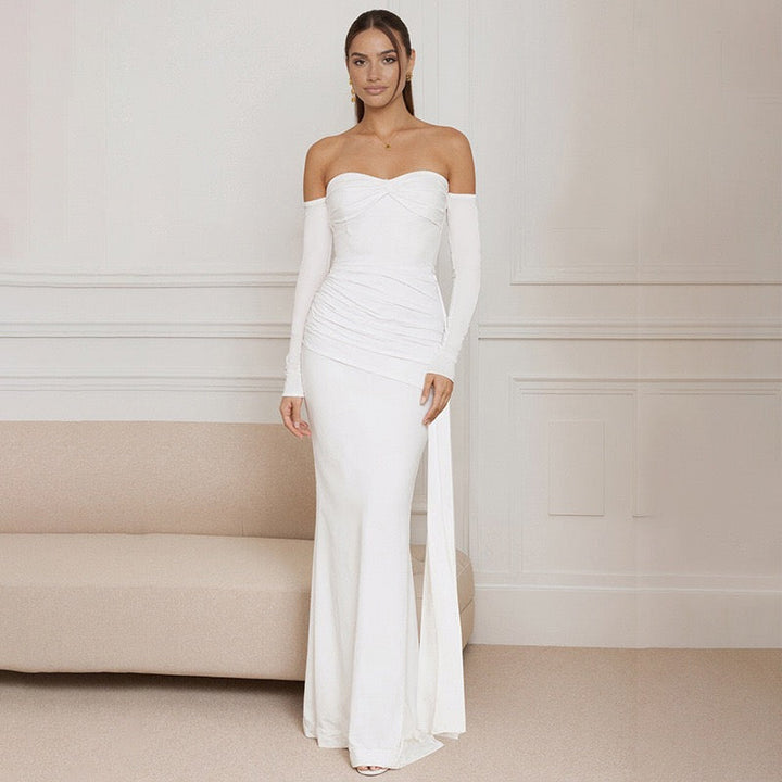 Maxi dress with off-shoulder and ruching design - Vola