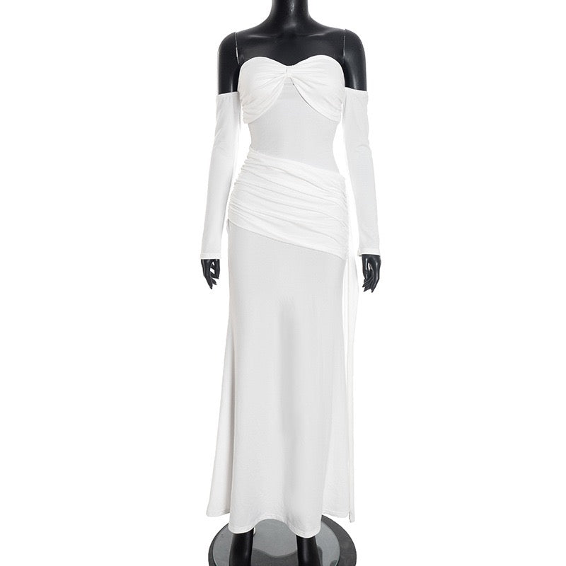 Maxi dress with off-shoulder and ruching design - Vola