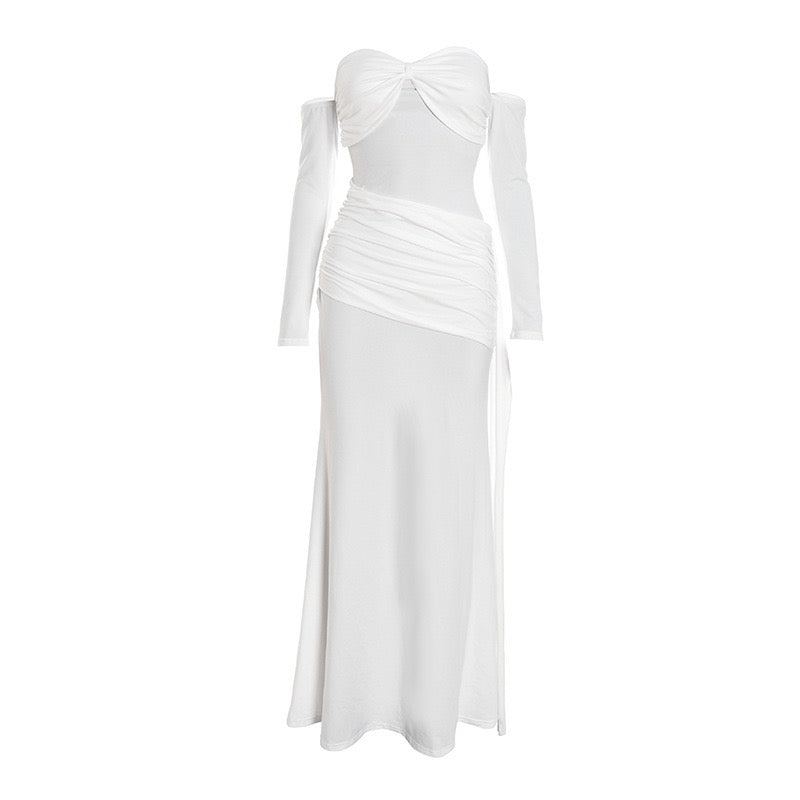 Maxi dress with off-shoulder and ruching design - Vola