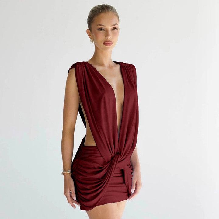 Mini dress with pleats and cutouts design - PHELI
