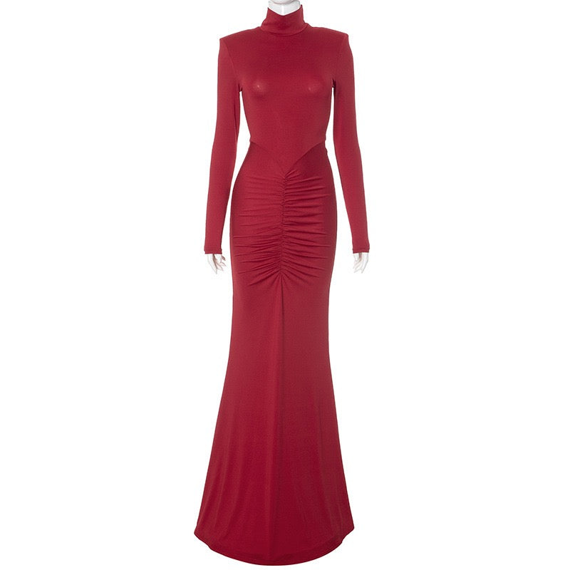 Maxi golf dress with ruching in mermaid cut - Yiska