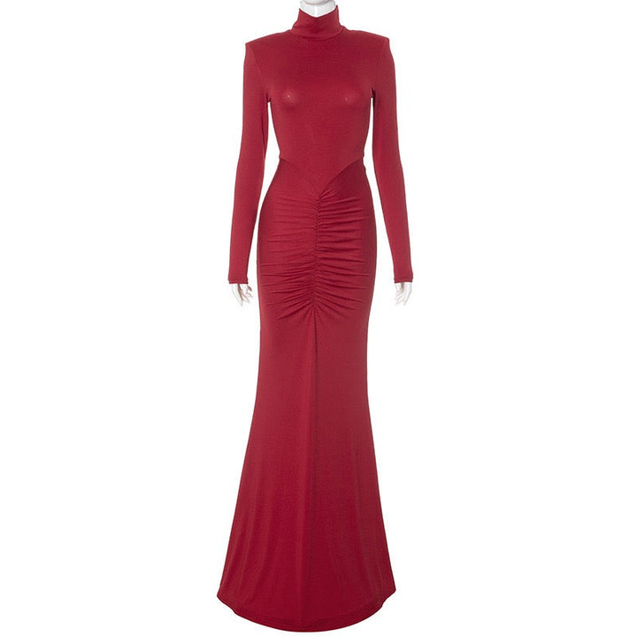 Maxi golf dress with ruching in mermaid cut - Yiska