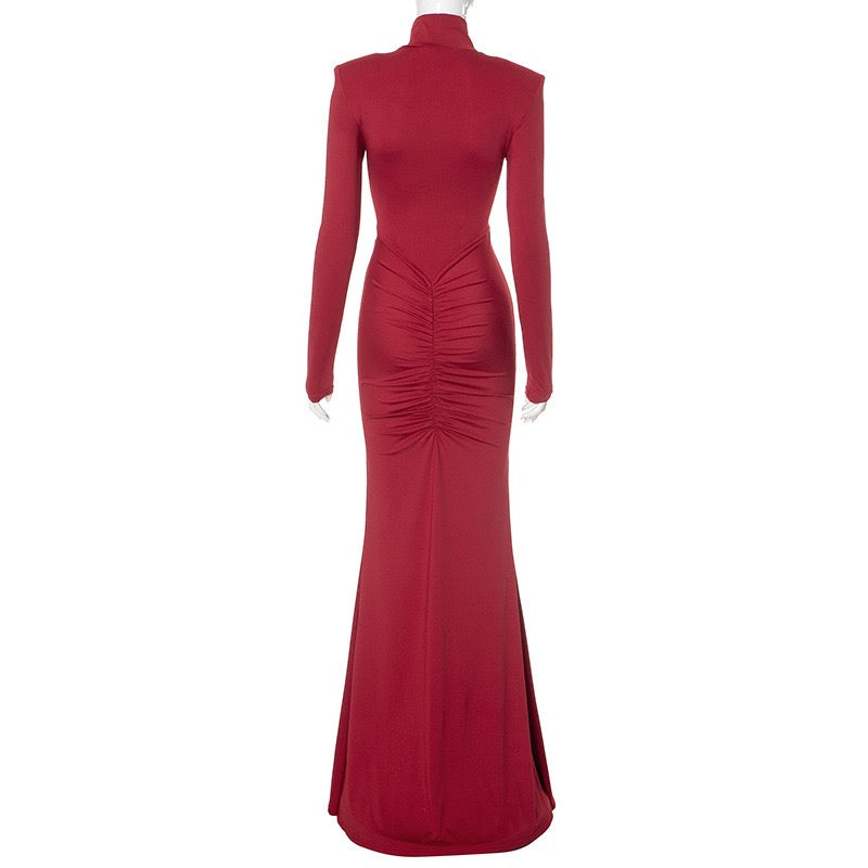 Maxi golf dress with ruching in mermaid cut - Yiska