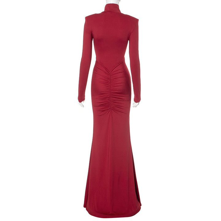 Maxi golf dress with ruching in mermaid cut - Yiska