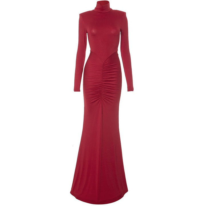 Maxi golf dress with ruching in mermaid cut - Yiska