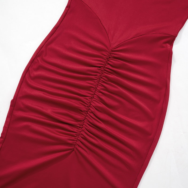 Maxi golf dress with ruching in mermaid cut - Yiska