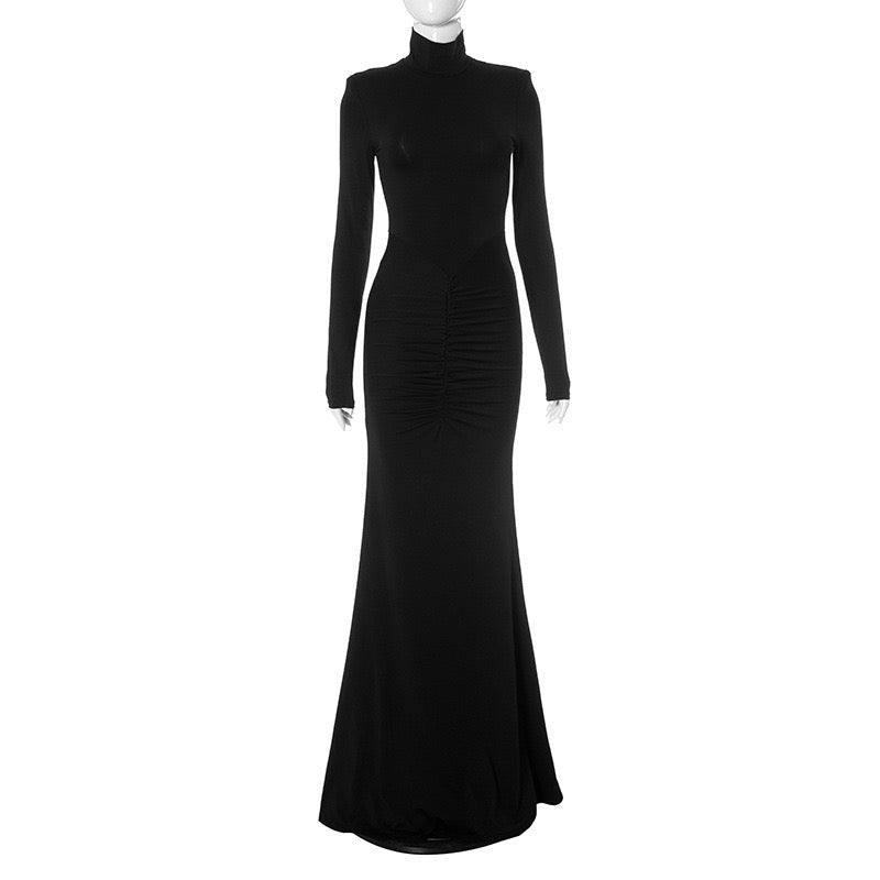 Maxi golf dress with ruching in mermaid cut - Yiska