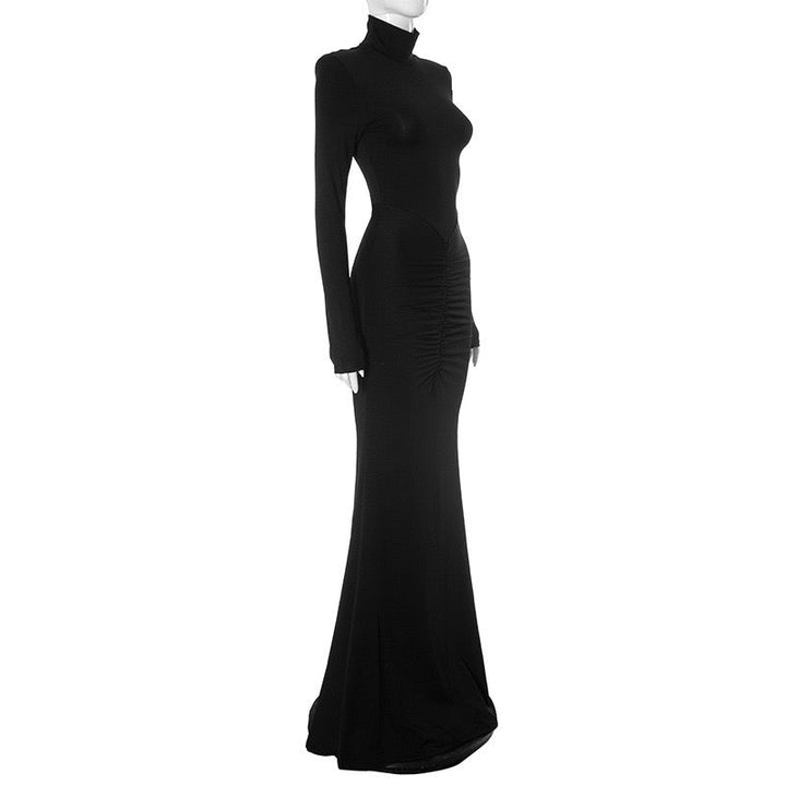 Maxi golf dress with ruching in mermaid cut - Yiska