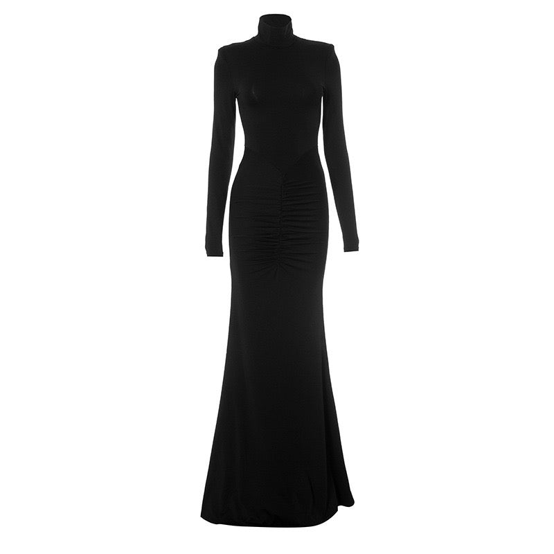 Maxi golf dress with ruching in mermaid cut - Yiska