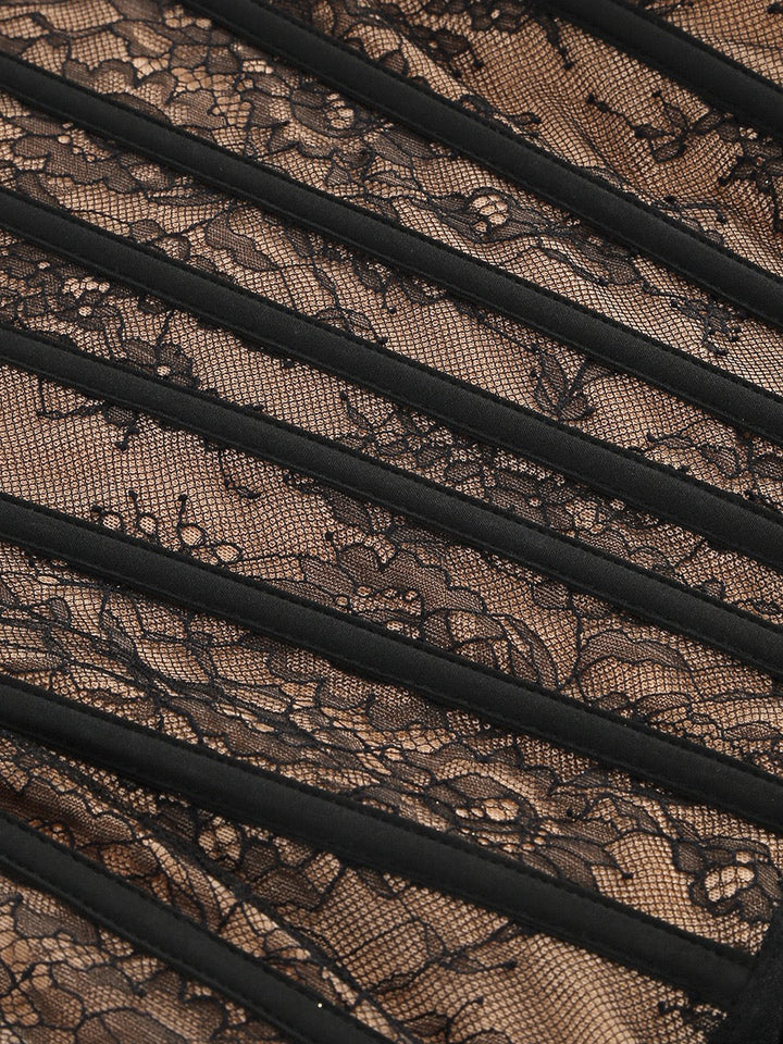 Strapless Mini Lace Dress with Corset Design and Detachable Lace Skirt - DELLA