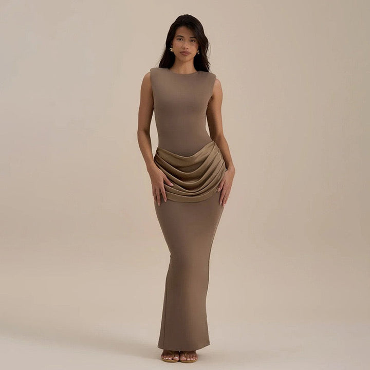 Maxi dress with satin pleats design - Yolan