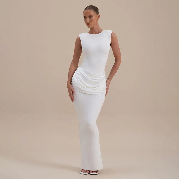 Maxi dress with satin pleats design - Yolan