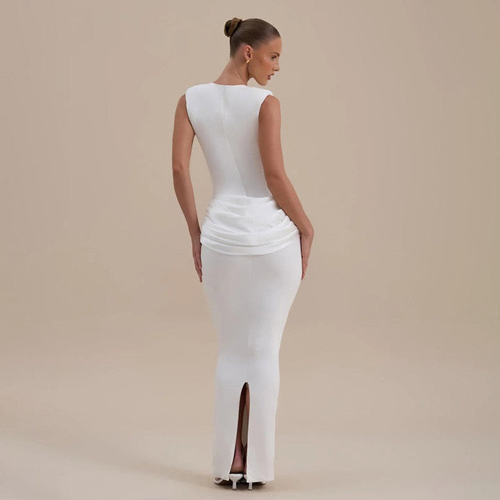 Maxi dress with satin pleats design - Yolan