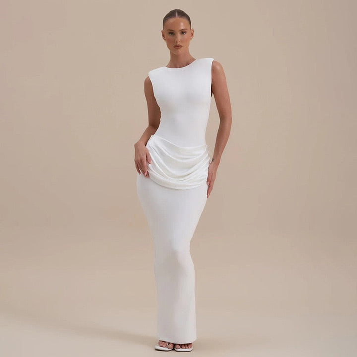 Maxi dress with satin pleats design - Yolan