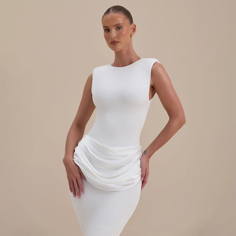 Maxi dress with satin pleats design - Yolan