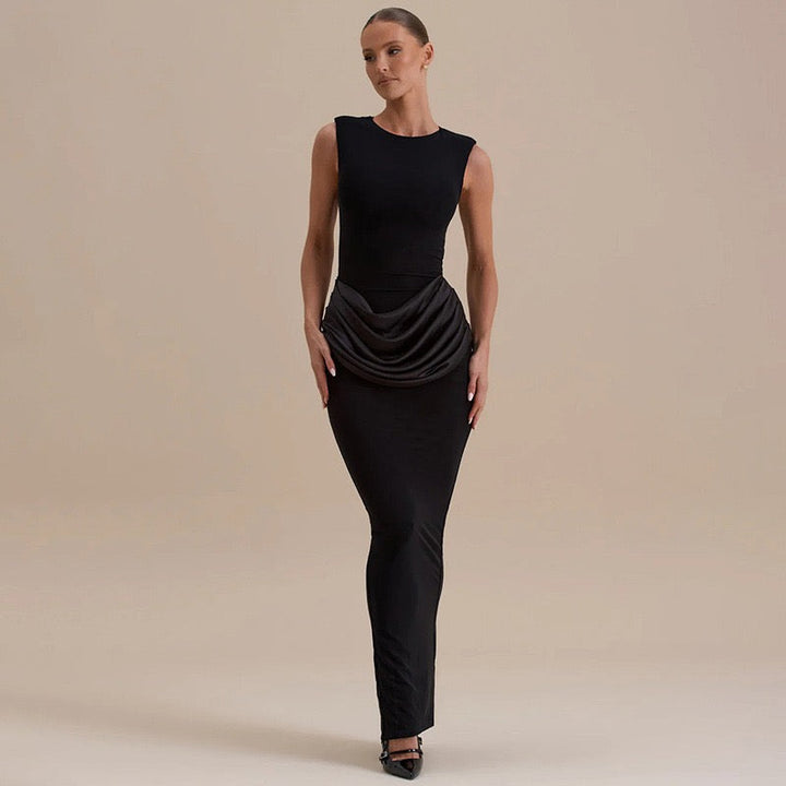 Maxi dress with satin pleats design - Yolan