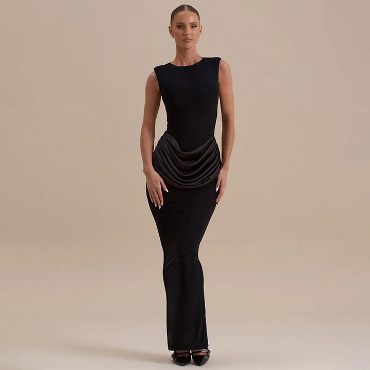 Maxi dress with satin pleats design - Yolan