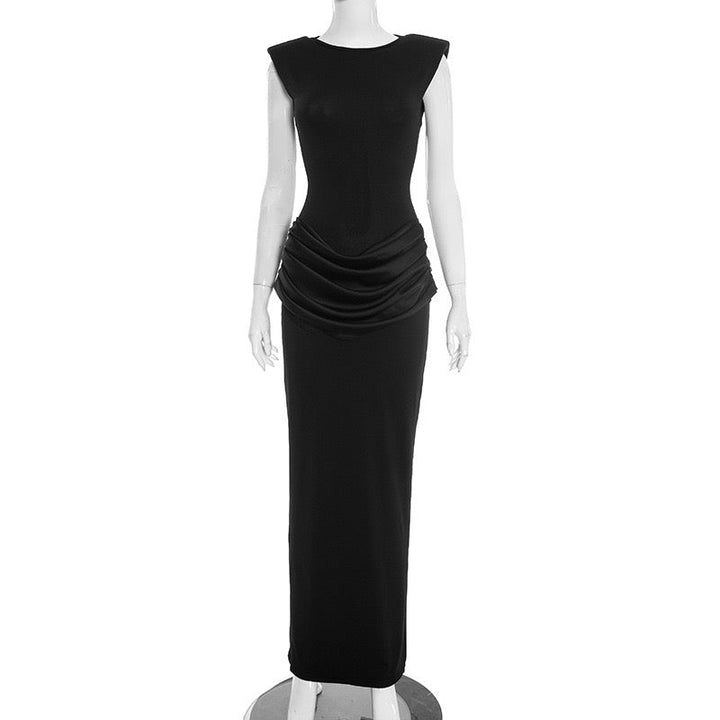 Maxi dress with satin pleats design - Yolan