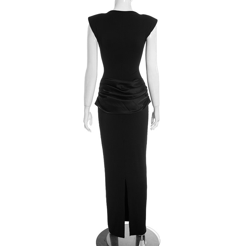 Maxi dress with satin pleats design - Yolan