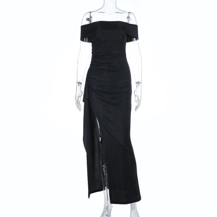 Sequin maxi dress with off-shoulder design and slit - Briza