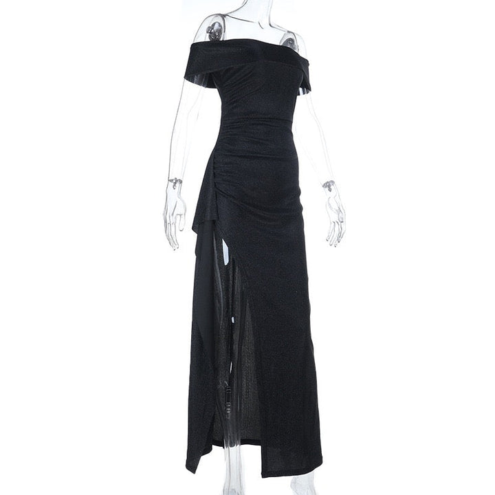 Sequin maxi dress with off-shoulder design and slit - Briza