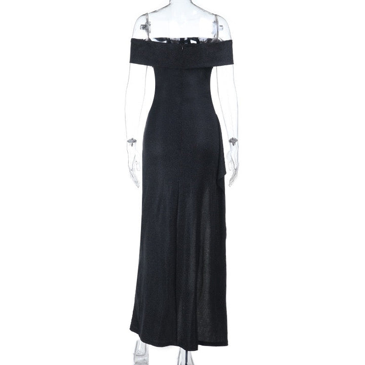Sequin maxi dress with off-shoulder design and slit - Briza