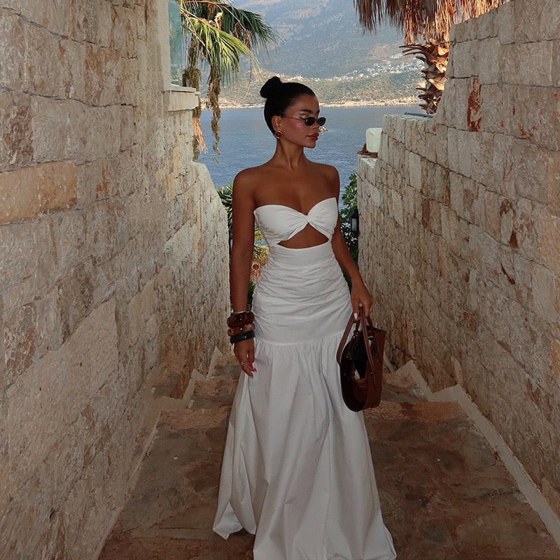Strapless maxi dress with opening design - Jonahe