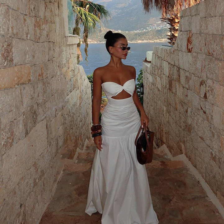 Strapless maxi dress with opening design - Jonahe