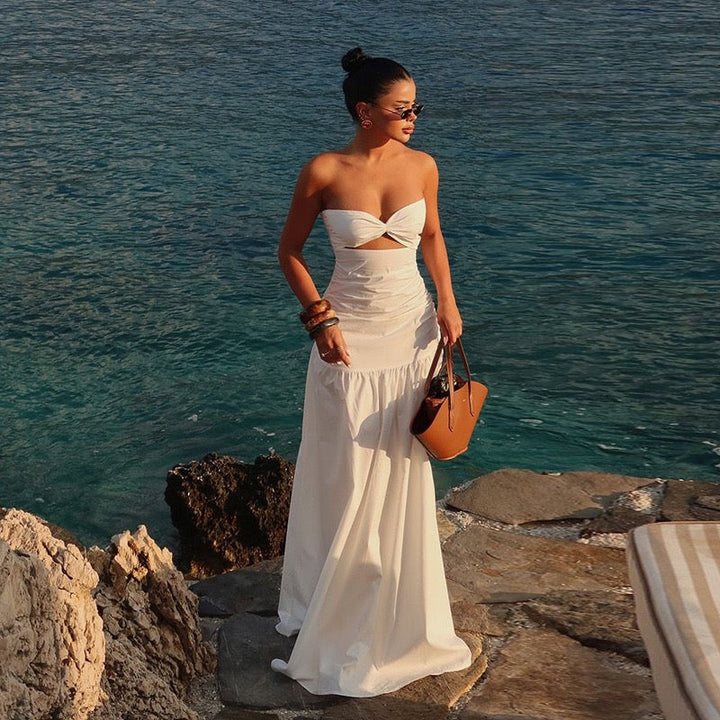 Strapless maxi dress with opening design - Jonahe