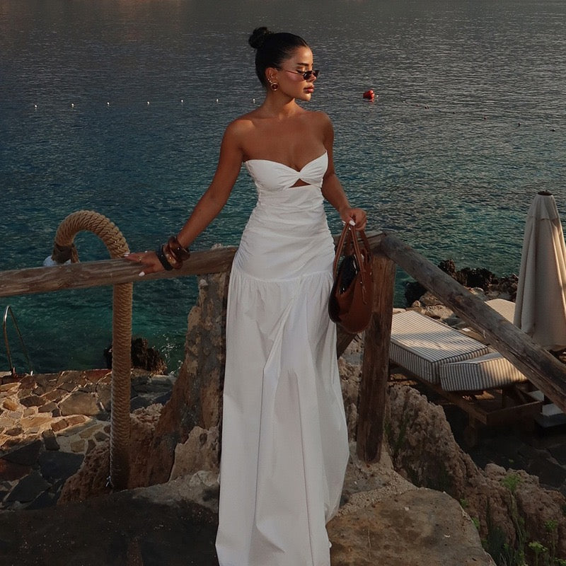 Strapless maxi dress with opening design - Jonahe
