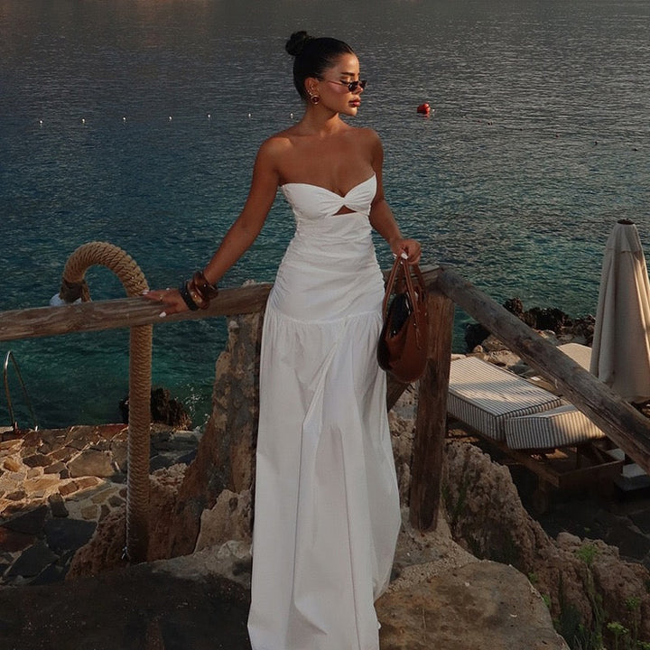 Strapless maxi dress with opening design - Jonahe