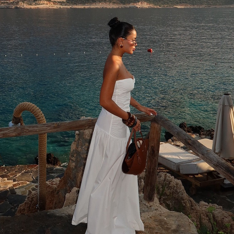 Strapless maxi dress with opening design - Jonahe