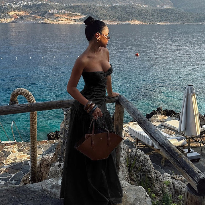 Strapless maxi dress with opening design - Jonahe