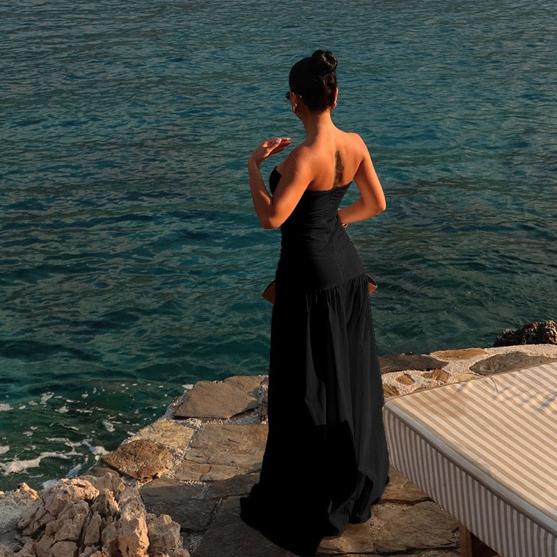 Strapless maxi dress with opening design - Jonahe