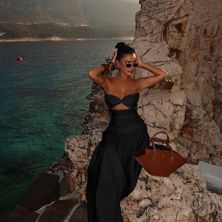 Strapless maxi dress with opening design - Jonahe