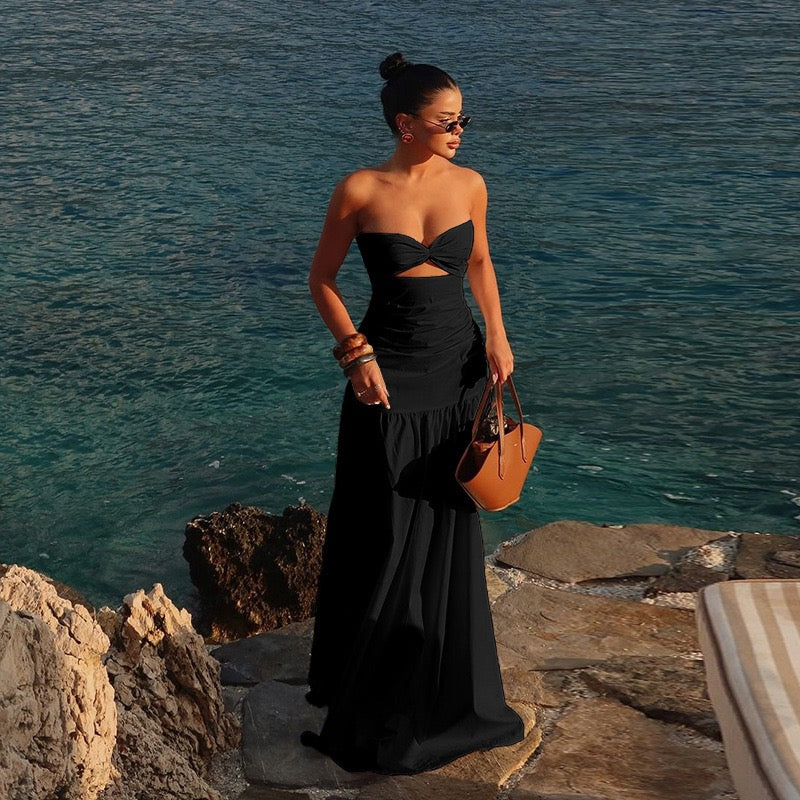 Strapless maxi dress with opening design - Jonahe