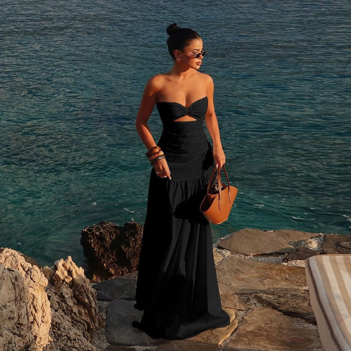 Strapless maxi dress with opening design - Jonahe