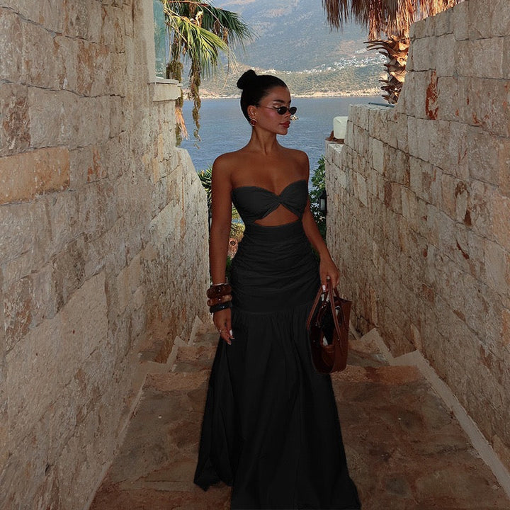 Strapless maxi dress with opening design - Jonahe