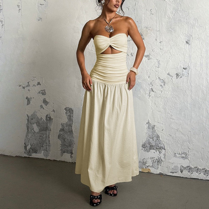 Strapless maxi dress with opening design - Jonahe
