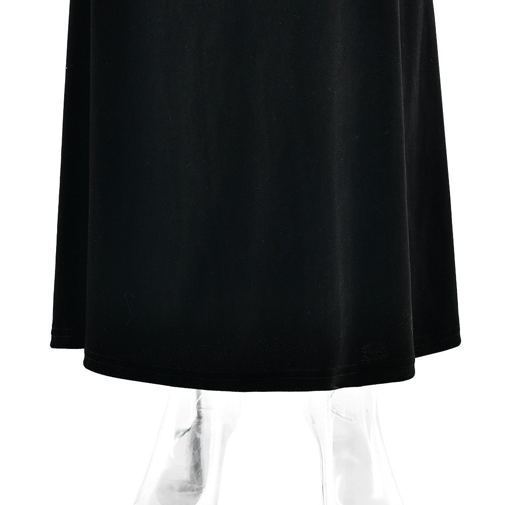 Elegant velvet maxi dress with pleats and chiffon design - Micheli