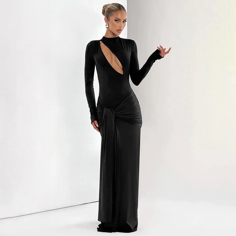 Maxi dress with opening and tie design - Sana