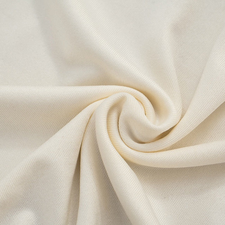Elegant strapless maxi dress with pleated design and collar scarf - Katya