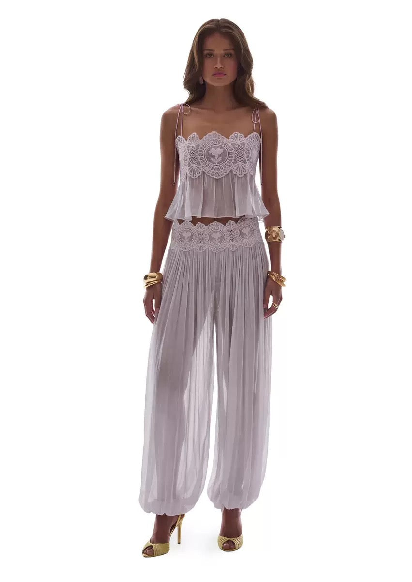 Manara two-piece chiffon set with a unique design