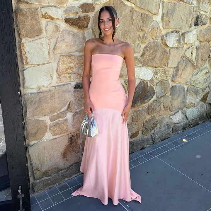 Strapless Satin Maxi Dress - Gioia