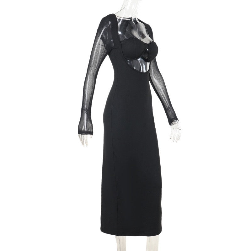 Maxi dress with chiffon sleeve openings - NOYA li