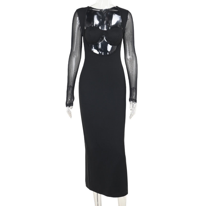 Maxi dress with chiffon sleeve openings - NOYA li