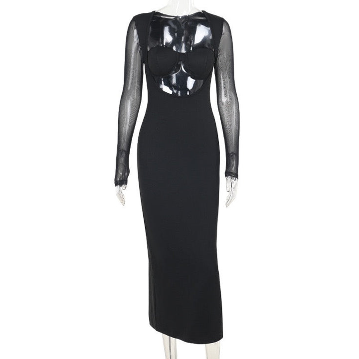 Maxi dress with chiffon sleeve openings - NOYA li