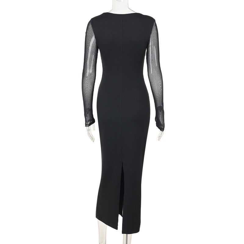 Maxi dress with chiffon sleeve openings - NOYA li