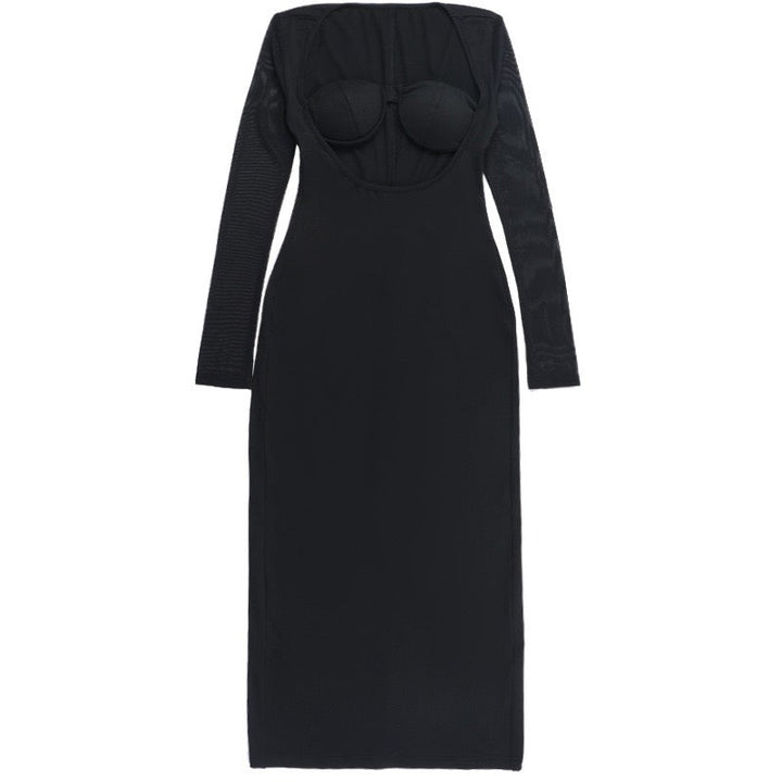 Maxi dress with chiffon sleeve openings - NOYA li