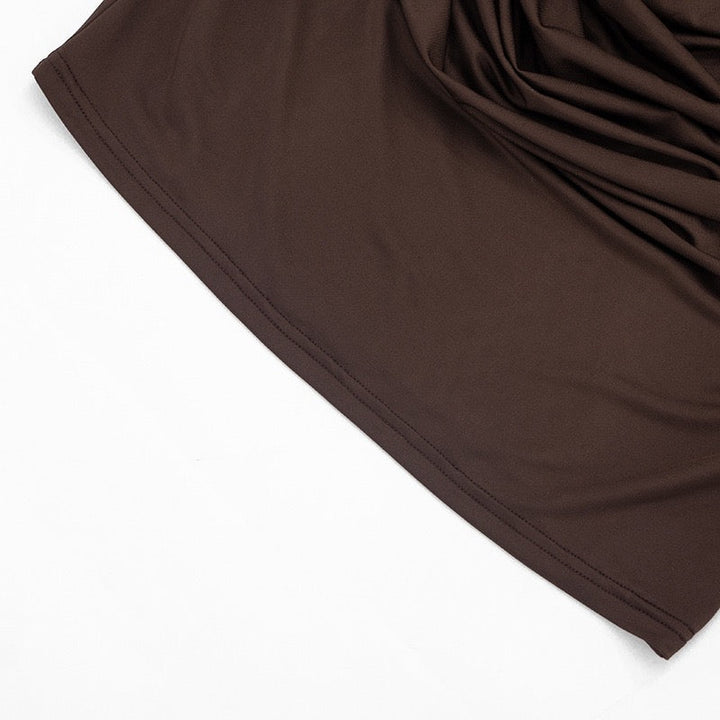 Mini dress with pleated design and open shoulder mesh decorated with scarf - KHIL